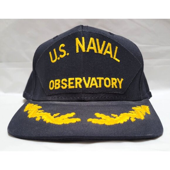 U.S. Naval Observatory Black Hat Gold Embroidery Adjustable Snapback Adult Large - Picture 1 of 7